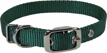 Hamilton Single Thick Nylon Deluxe Dog Collar, 16 inch, Dark Green