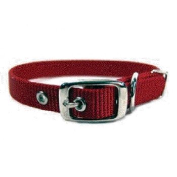 Hamilton Single Thick Nylon Deluxe Dog Collar, 14 inch, Red