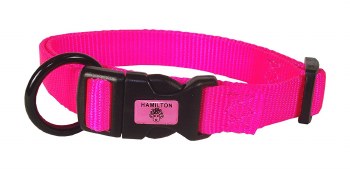 Hamilton Adjustable Dog Collar, 1 inch x 18-26 inch long, Hot Pink