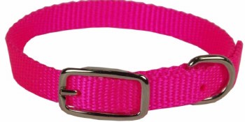 Hamilton Single Thick Nylon Deluxe Dog Collar, 3/4 inch thick x 16 inch length, Hot Pink