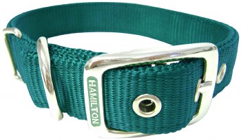 Hamilton Double Thick Nylon  Deluxe Dog Collar, 1 inch x 26 inch, Green
