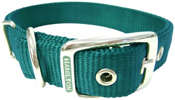 Hamilton Double Thick Nylon  Deluxe Dog Collar, 1 inch x 28 inch, Green