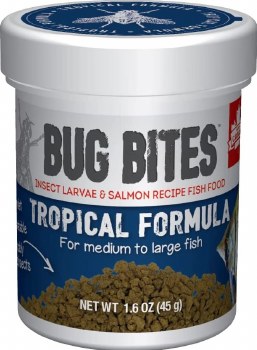 Fluval Bug Bites Medium to Large Tropical Formula, Fish Food, 1.59oz