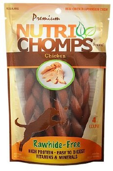 Nurti Chomps Premium Nutri Chomps 6 inch Chicken Flavor Braided Dog Treats, Digestible Dog Chews, 4 count