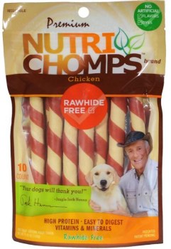 Nutri Chomps Mini Twist with Wraps Chicken Flavor Dog Treats, Digestible Dog Chews, 10 count, 5 inch