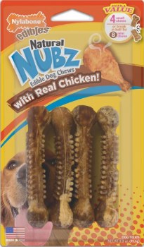 Nylabone Edibles Nubz Chew Treats for Dogs, Chicken Flavor, Dog Dental Health, Small, 4 count