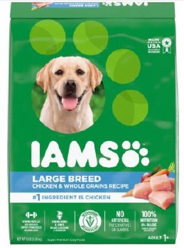 IAMS Large Breed Adult Formula Chicken and Whole Grains Recipe High Protein Dry Dog Food 15lb