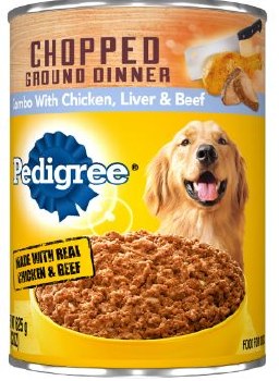 Pedigree Chopped Ground Dinner Combo with Chicken, Beef and Liver Canned, Wet Dog Food, 22oz
