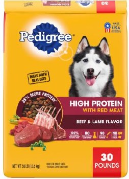 Pedigree High Protein Beef and Lamb, Dry Dog Food, 30lb