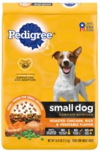 Pedigree Small Breed Complete Nutrition Roasted Chicken, Rice, and Vegetable Flavor, Dry Dog Food, 14lb