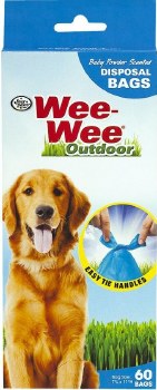 Four Paws Wee Wee Outdoor Waste Disposal Bags, Blue, Baby Powder Scent, 60 count