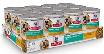Hills Science Diet Perfect Weight Adult Formula Chicken and Vegetable Stew Recipe Canned Wet Dog Food case of 12, 12.5oz Cans