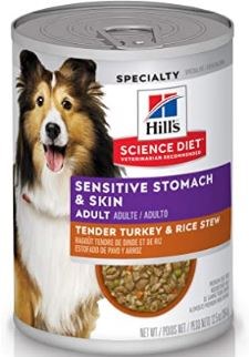 Hills Science Diet Sensitive Skin and Stomach Adult Formula Turkey and Rice Recipe Canned Wet Dog Food 12.5oz
