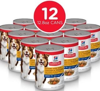 Hills Science Diet Adult 7yr Recipe Savory Stew with Chicken and Vegetables Recipe Canned Wet Dog Food case of 12, 12.8oz Cans