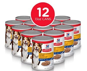 Hills Science Diet Adult 7yr Formula Chicken and Barley Recipe Canned Wet Dog Food case of 12, 13oz Cans