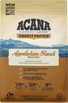 Acana Regionals Appalachian Ranch with Ranch-Raised Red Meat and Freshwater Catfish Grain Free, Dry Dog Food, 4.5lb