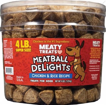 Meaty Treats Meatball Delights, Chicken and Rice Recipe, Dog Treats, 4lb