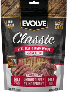 Evolve Classic Jerky Bites, Real Beef and Bison Recipe, Dog Treats, 12oz