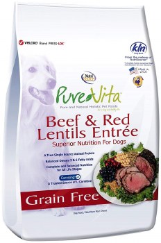 Pure Vita Grain Free Beef and Red Lentils Recipe Dry Dog Food 25lb