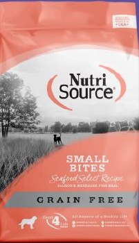 NutriSource Seafood Select Small Bites with Salmon, and Menhaden Fish Grain Free, Dry Dog Food, 5lb