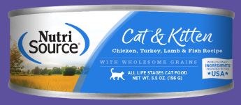 NutriSource Chicken, Turkey, Lamb, and Whitefish Recipe Canned, Wet Cat Food, case of 12, 5oz Cans