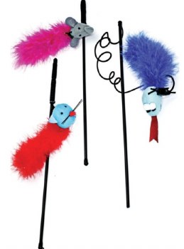 Spot Feather Boa Teaser Wand, with Catnip, Assorted, 12 inch