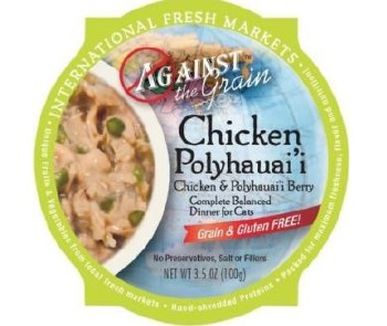Against the Grain Farmers Market Chicken and Polyhauaii Berry Recipe Grain Free Canned Wet Cat Food case of 24, 2.8oz Tubs