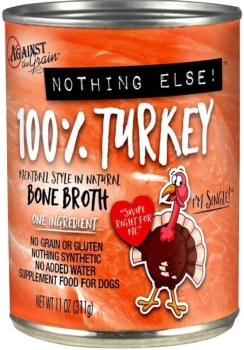 Against the Grain One Ingredient 100 Turkey Formula Canned Wet Dog Food case of 12, 11oz Cans