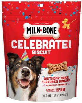 Milk Bone Celebrate Biscuit, Birthday Cake Flavor, 8oz, Small