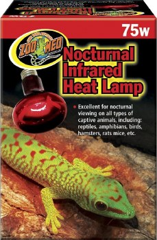 Zoo Med Lab Nocturnal Infrared Reptile Heat Lamp, Red, 75W