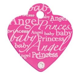 Dog Tag Heart Shape, Princess, Small