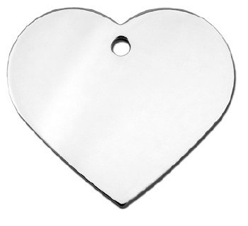Dog Tag Heart Shape, Chrome, Large