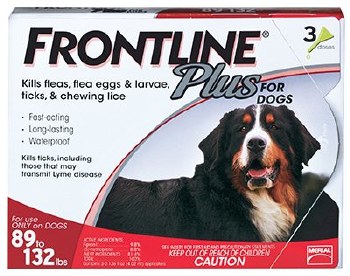 Frontline Plus Flea and Tick Treatment for Dogs, 88-132lb, 3 count