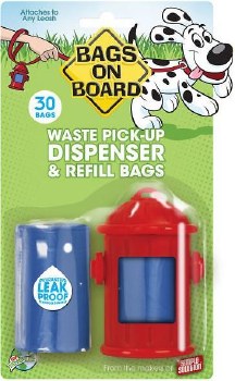 Bags On Board Fire Hydrant Dog Waste Bag Dispenser with Refills, 30 count