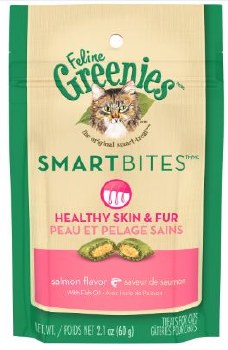 Greenies Smart Bites Skin and Fur, Salmon, Cat Treats, 2.1oz