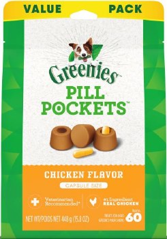 Greenies Pill Capsule Chicken Flavor 60 count