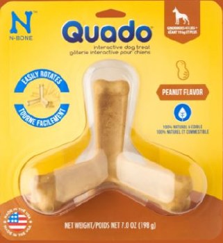 Quado N-Bone Interactive Dental Dog Treat, Peanut Butter, Large