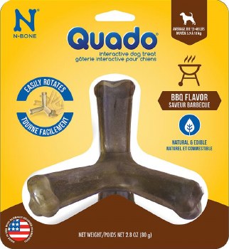 Quado N-Bone Interactive Dental Dog Treat, BBQ, Medium