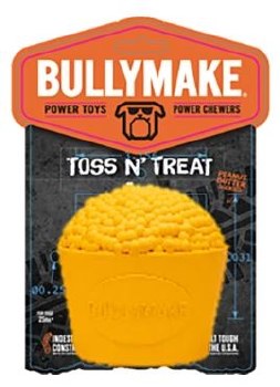 Bullymake Toss N'Treat Popcorn Rubber Toy, Butter Color