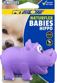 Petsport Naturflex Babies Hippo, Natural Latex, Squeaker Inside, Dog Toy, 3.5 inch