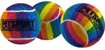PetSport Tuff Balls Rainbow Squeak, 1.8 inch, 3 pack