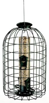 Audubon Squirrel Resistant Caged Tube Wild Bird Feeder, Green, 1.25lb Capacity