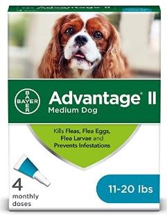 Bayer Advantage II For Medium Dogs 11-20lb 4 Month Supply