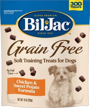 BilJac Grain Free Soft Training Dog Treats, Chicken and Sweet Potato, 300 count