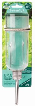 Oxbow Enriched Life Chew Proof Glass Water Bottle for Small Animals, 8oz Capacity