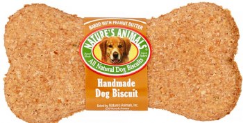Natures Animals Dog Bone Biscuit, Peanut Butter, 4 inch