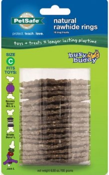 Petsafe Busy Buddy Natural Rawhide Rings, Large, 16 count