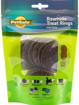 Petsafe Busy Buddy Natural Rawhide Rings, Peanut Butter Flavored, Large, 16 count