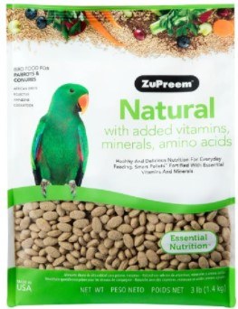 ZuPreem Naturals Parrot and Conure, Bird Food, 3lb