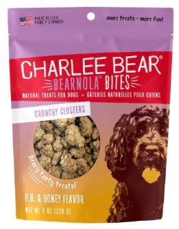 Charlee Bear Bearnola Bites Crunchy Clusters Dog Treats, Peanut Butter and Honey, 8oz